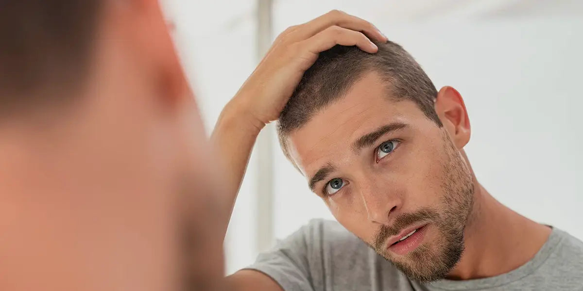 Man examining hair wondering why he's still losing hair on finasteride.