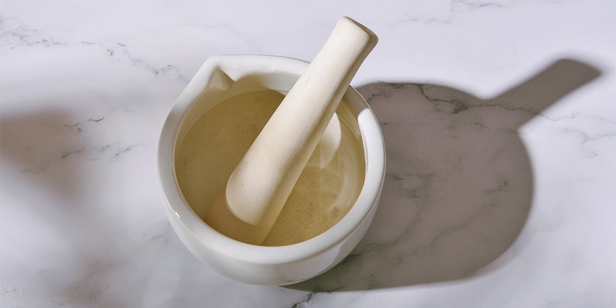 Mortar and pestle for making topical finasteride.