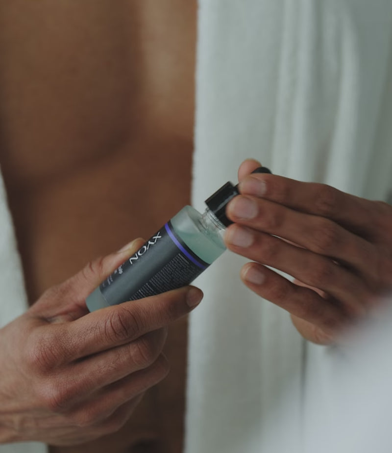 XYON men's serum video of man using it